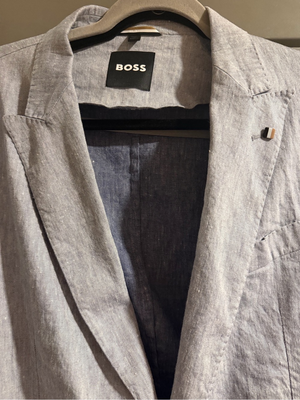 BOSS Light Gray Linen-Blend Blazer